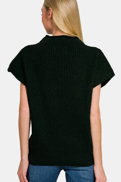 Marissa Black Short Sleeve Mock Neck Sweater