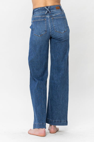 Judy Blue Patsy Double Button Wide Leg Jeans