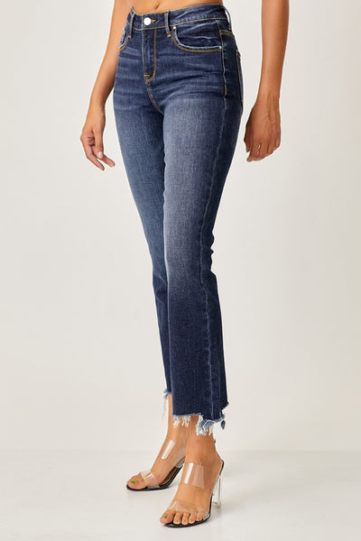 Risen Ella Frayed Hem Cropped Straight Jeans