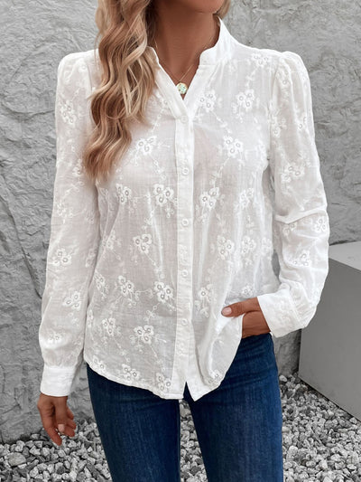 Sinclair Lace Notched Long Sleeve Shirt