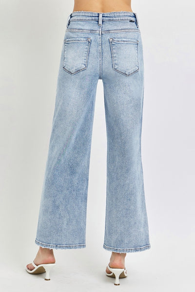 RISEN Payton Tummy Control High Rise Crop Wide Leg Jeans