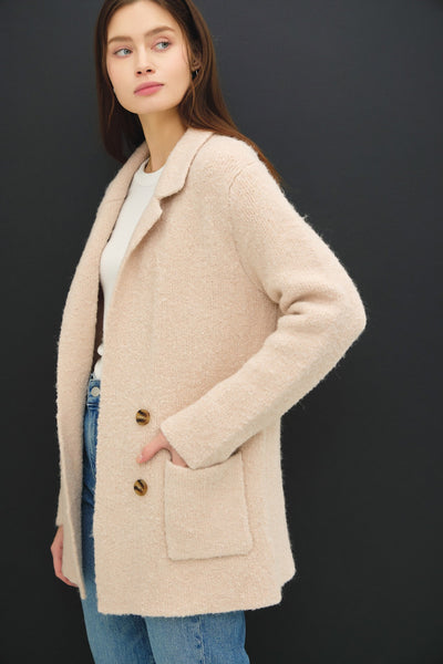 Michelle Textured Double-Breasted Coat with Pockets