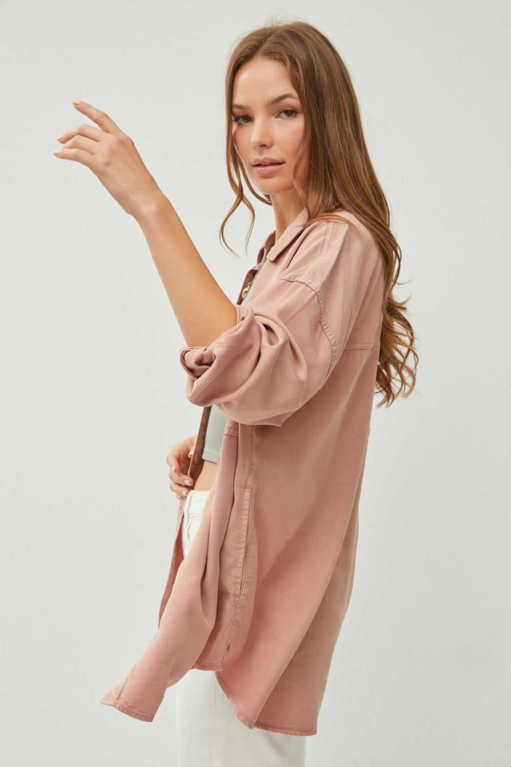 RISEN Steph Button Up Long Sleeve Denim Shirt