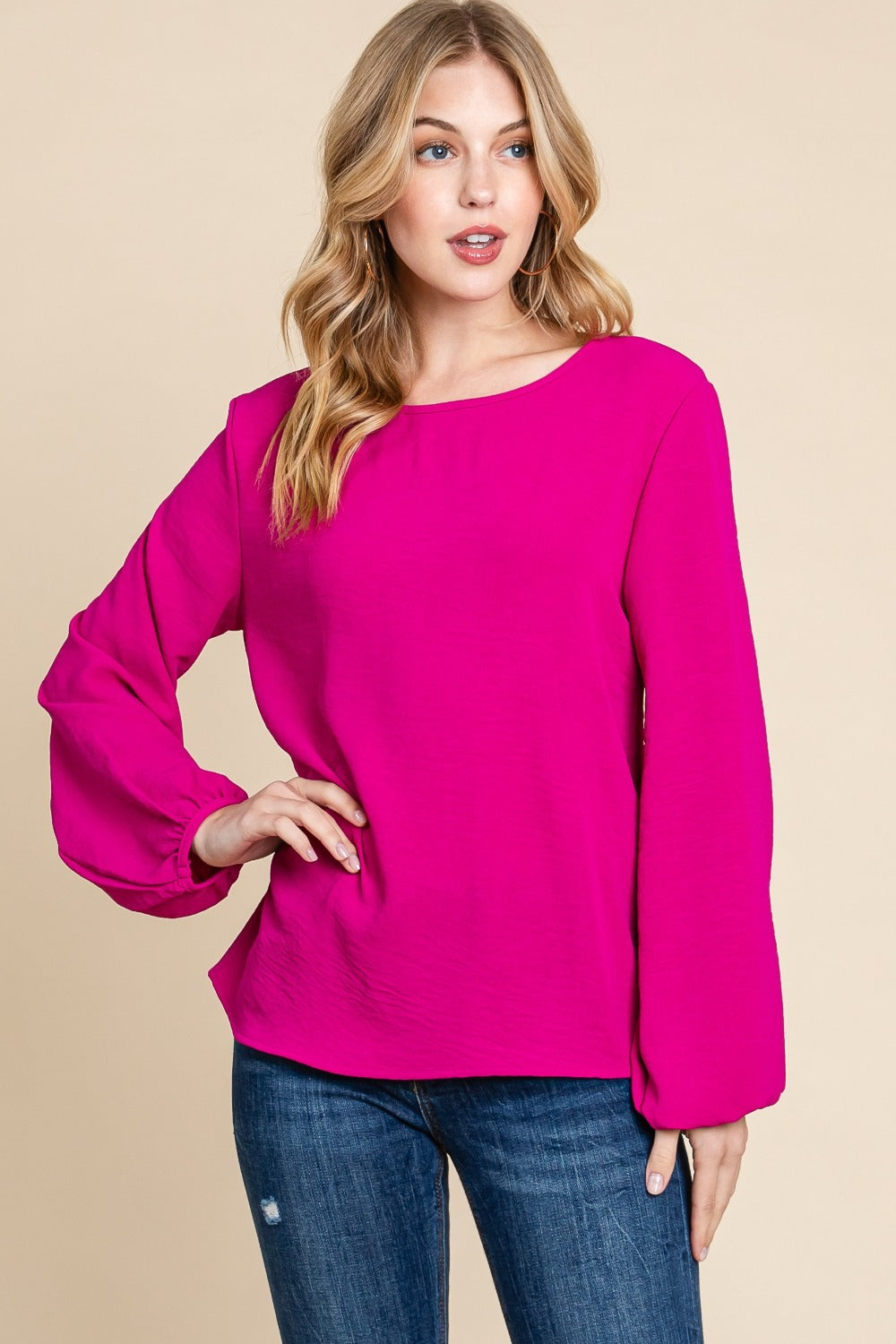 Melody Textured Balloon Sleeve Top