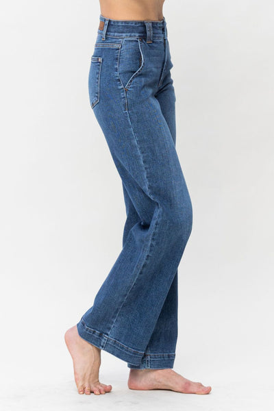 Judy Blue Patsy Double Button Wide Leg Jeans