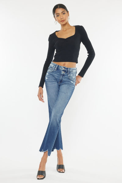 Kancan Junie High Rise Wide Waistband Slim Straight Jeans