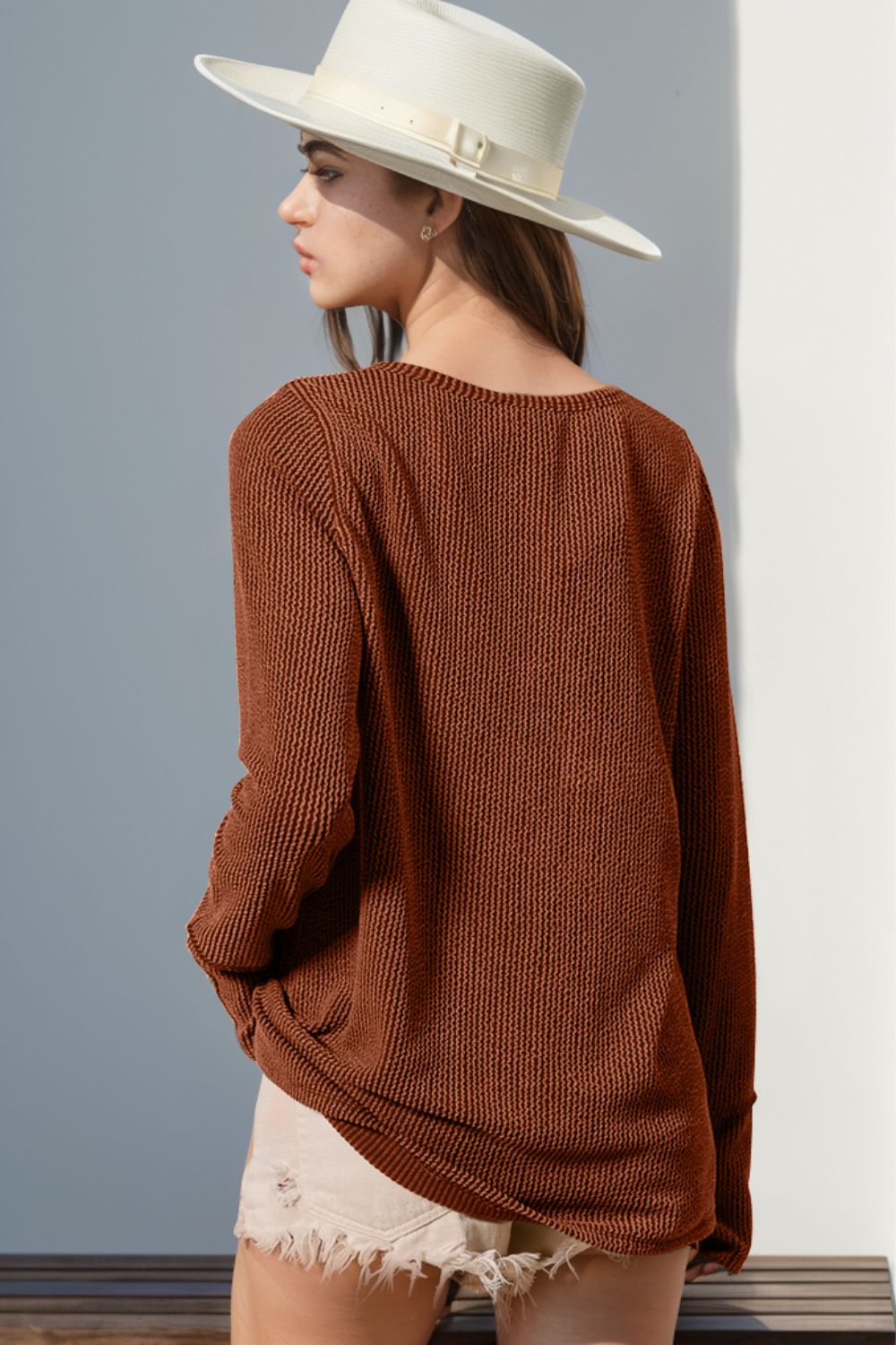 Eloise Notched Thumbhole Long Sleeve T-Shirt