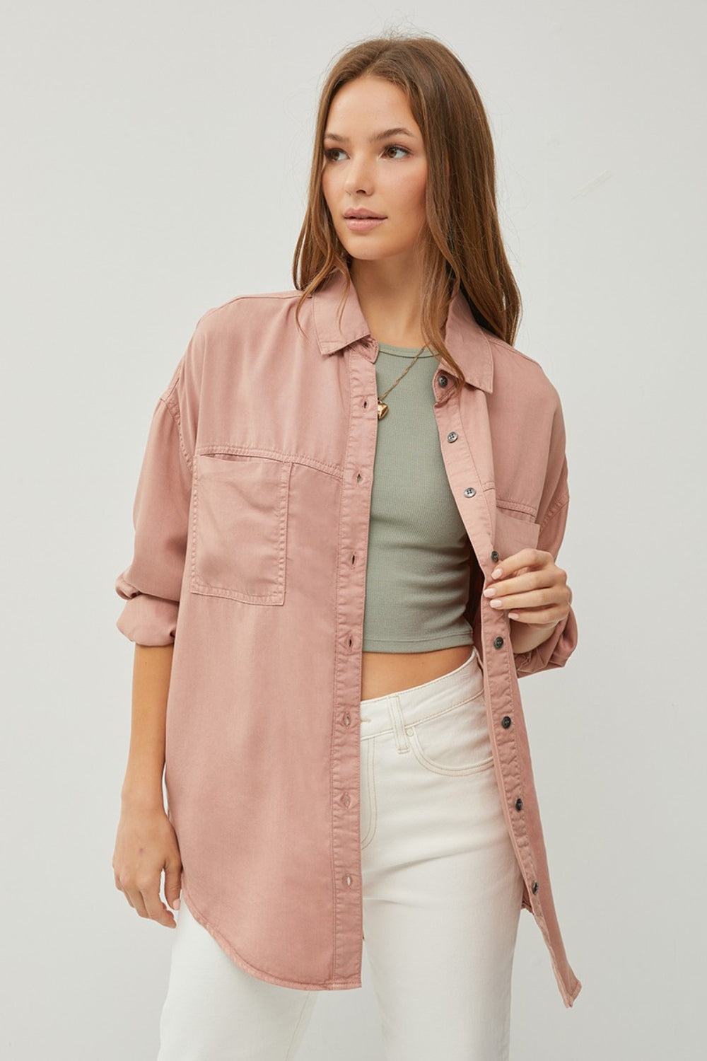 RISEN Steph Button Up Long Sleeve Denim Shirt