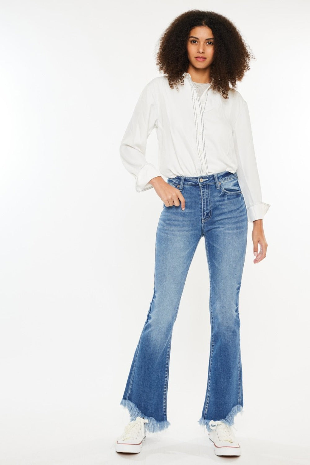 Kancan Palmer High Rise Frayed Hem Jeans