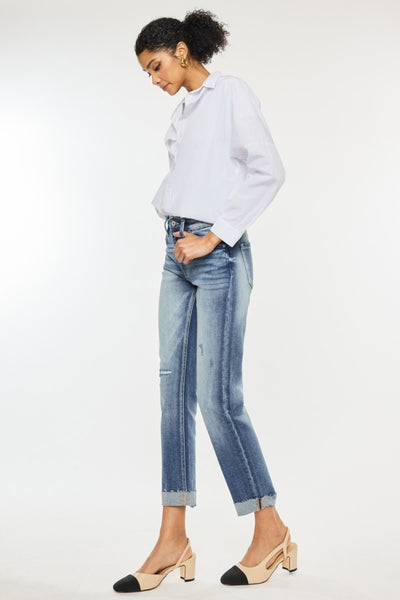 Kancan Jaylene High Rise Cuffed Straight Jeans