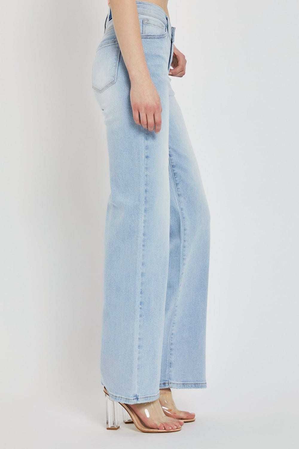 RISEN Julie Wide Leg V Dipped Front Waist Jeans