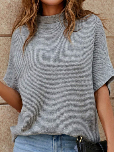 Karilynn Mock Neck Short Sleeve Sweater