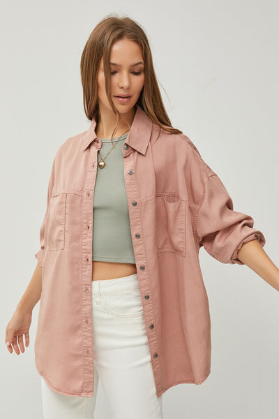 RISEN Steph Button Up Long Sleeve Denim Shirt