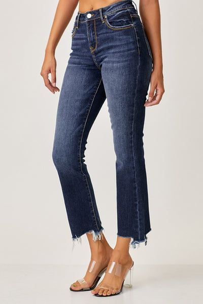 Risen Ella Frayed Hem Cropped Straight Jeans