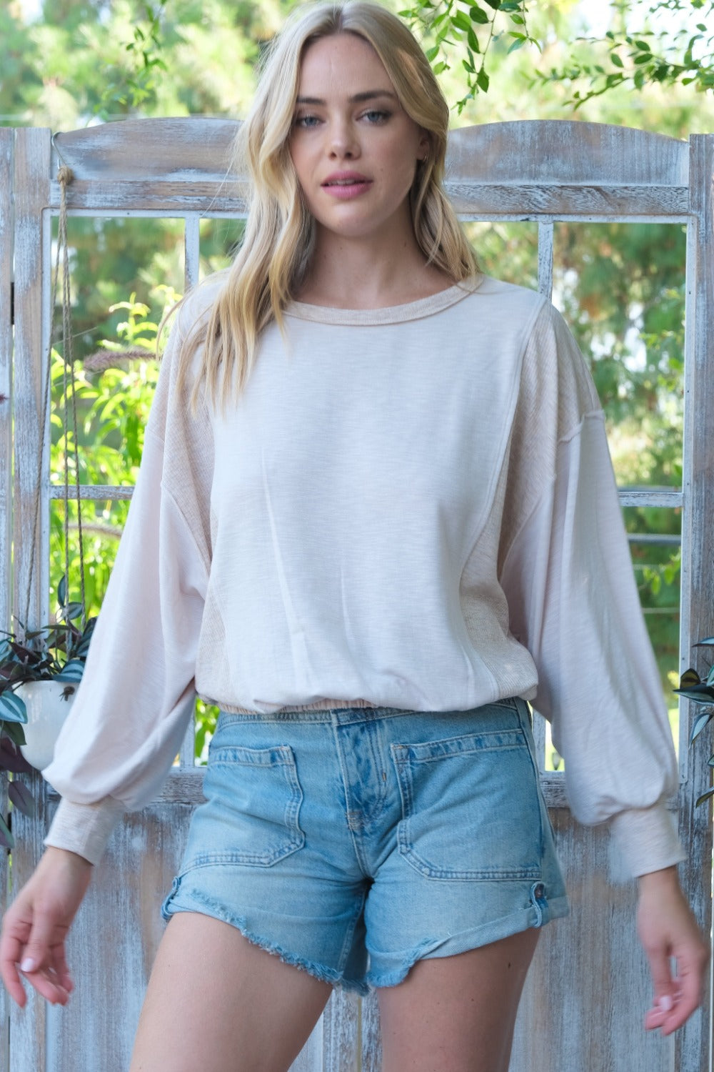 Hannah Rib and Two Tone Knit Mixed Top