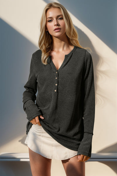 Eloise Notched Thumbhole Long Sleeve T-Shirt