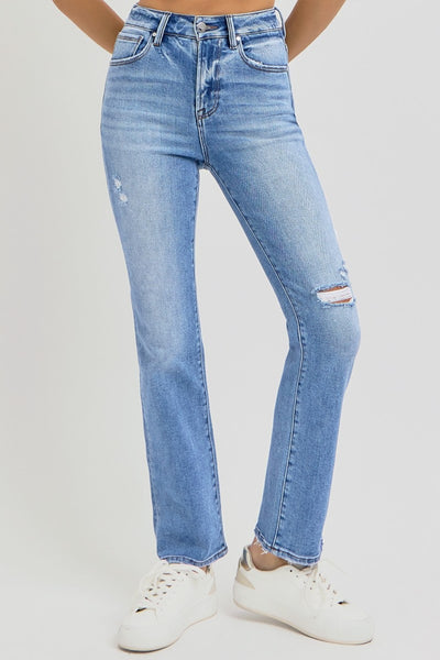 RISEN Cynthia Distressed High-Rise Ankle Straight Jeans