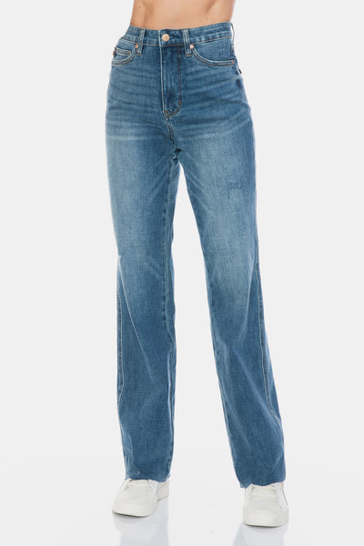 Judy Blue Ingrid Tummy Control Cut Raw Hem Straight Jeans