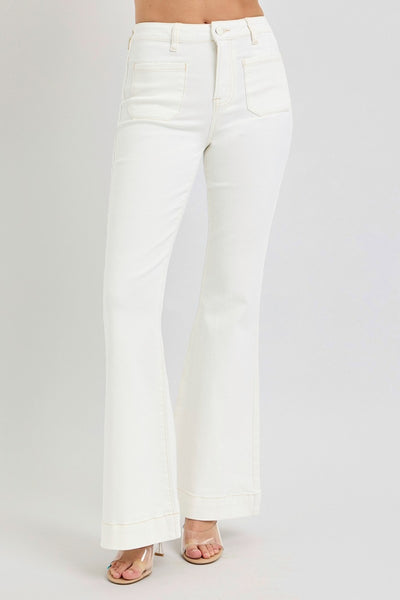 RISEN Tiffany High Rise Front Patch Pocket Flare Jeans