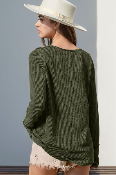 Eloise Notched Thumbhole Long Sleeve T-Shirt