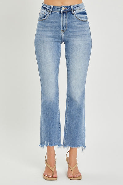 RISEN Taylor Frayed Hem Cropped Straight Jeans