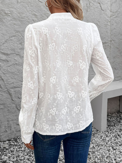 Sinclair Lace Notched Long Sleeve Shirt