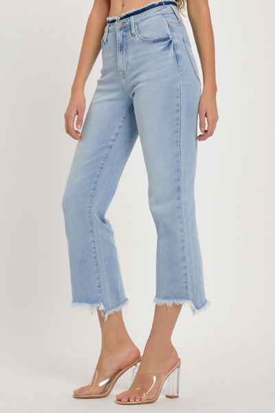 RISEN Chelsea High Rise Raw Edge Crop Jeans