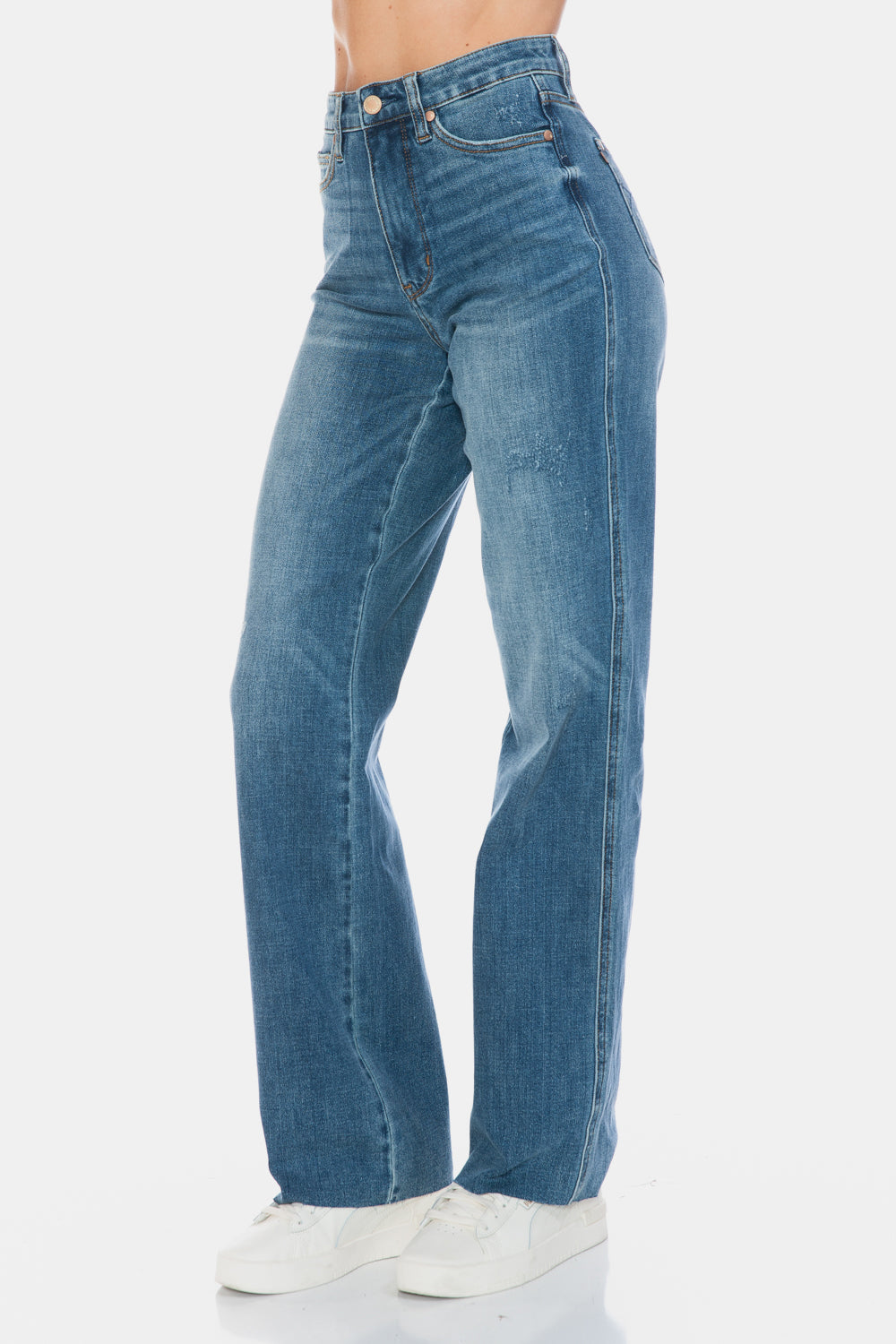 Judy Blue Ingrid Tummy Control Cut Raw Hem Straight Jeans