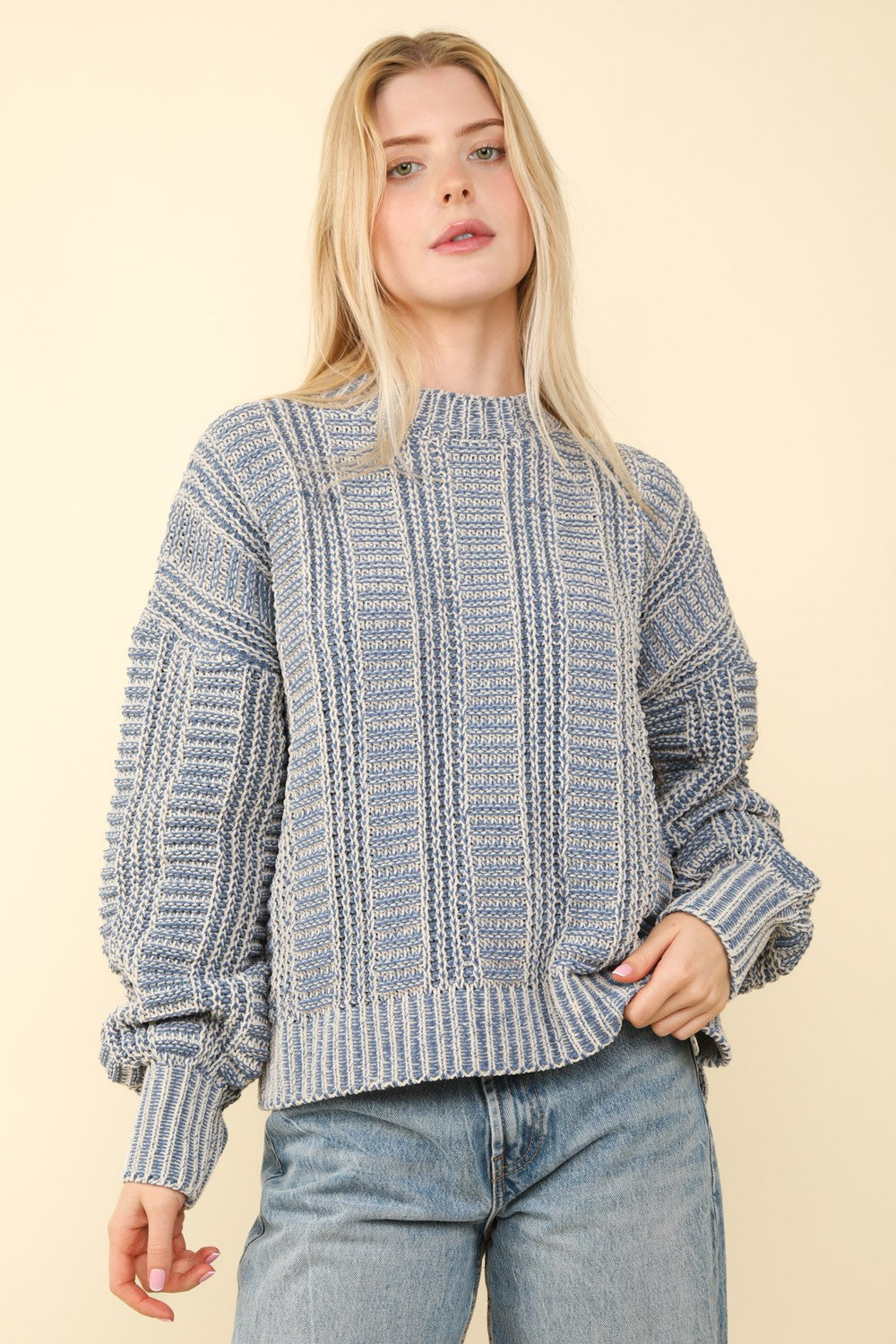 Darla Two Tone Long Sleeve Sweater