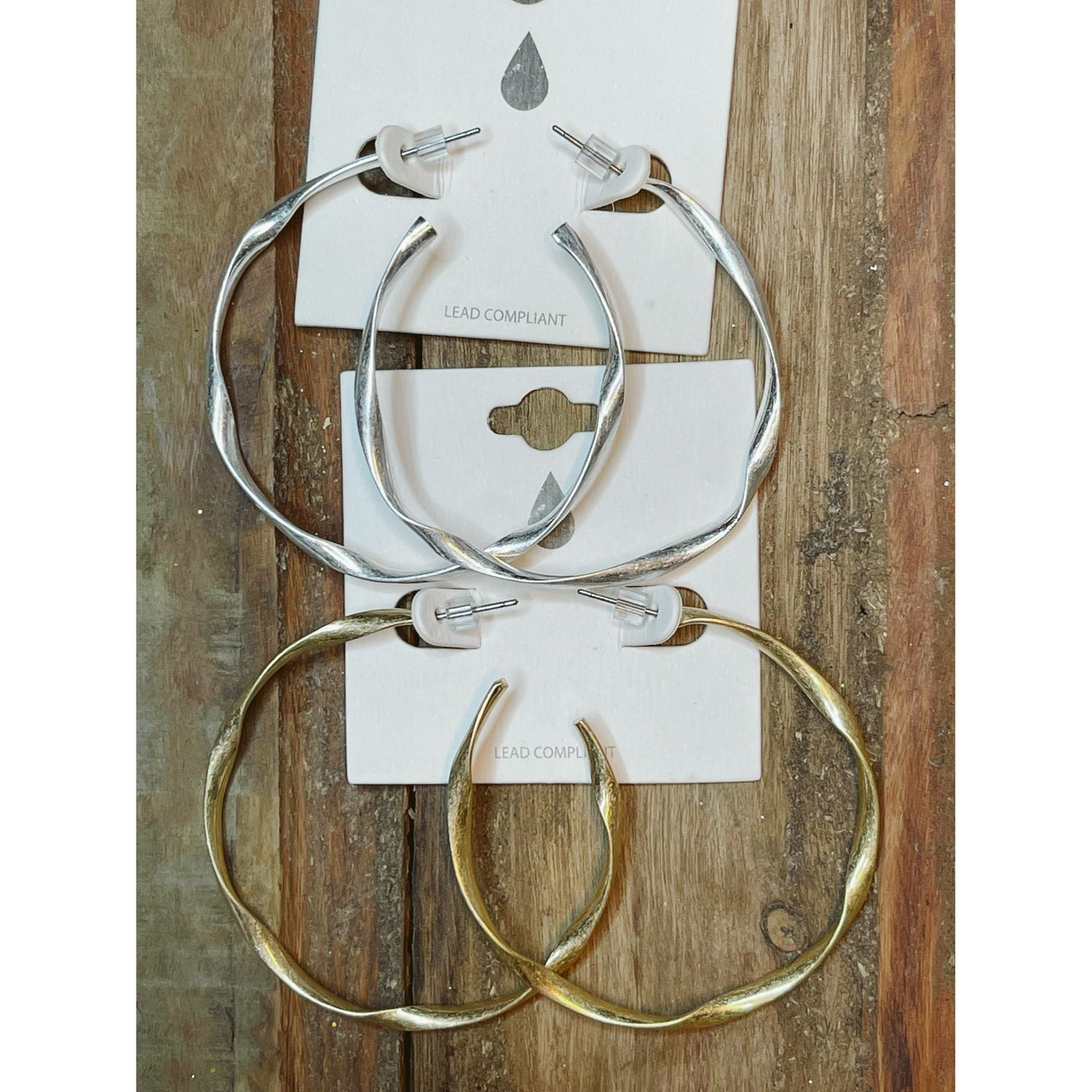 Baronne Twisty Hoops in Gold or Silver