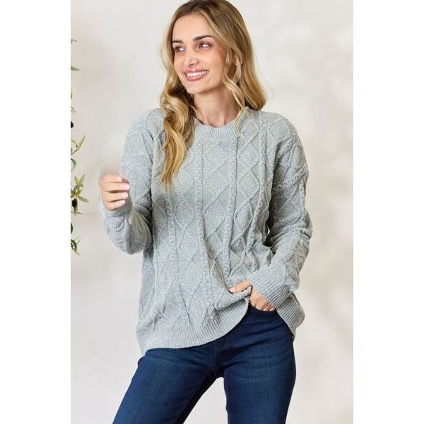 Zenana Outfitters 100% Acrylic Marled Gray Pullover Sweater Size S