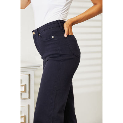 Judy Blue Sam High Waist Tummy Control Garment Dyed Wide Cropped Jeans
