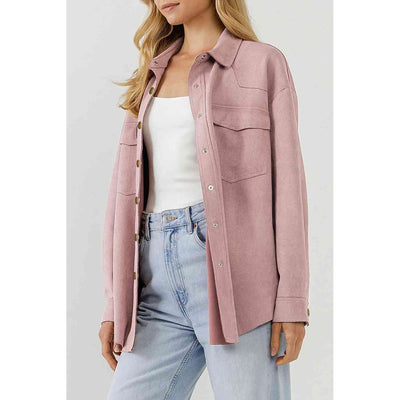 Paxton Suede Snap Front Dropped Shoulder Jacket