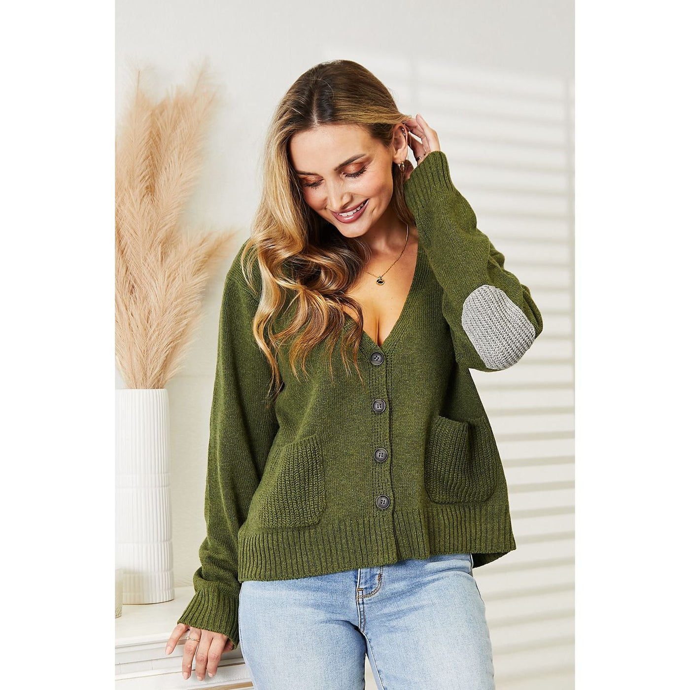 Audry Long Sleeve V Neck Button Down Cardigan