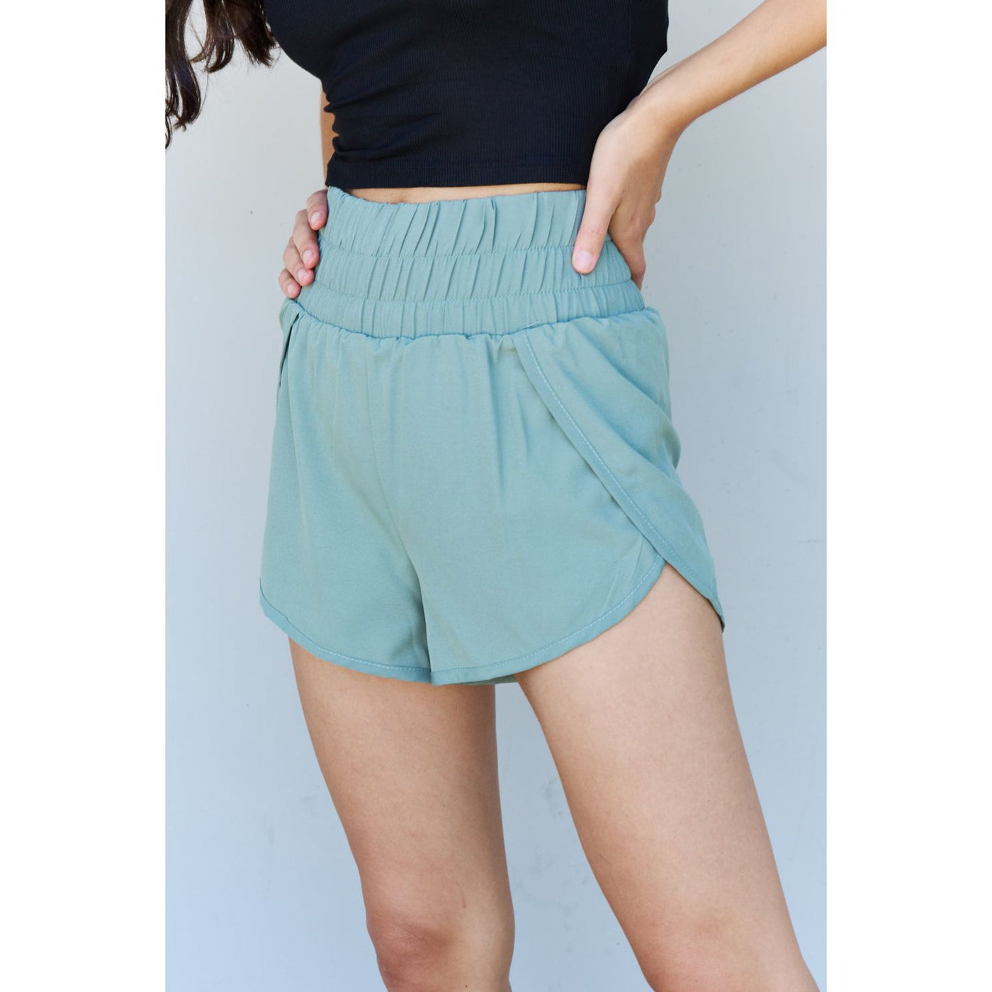 Mary Anne Pastel Blue High Waistband Active Shorts