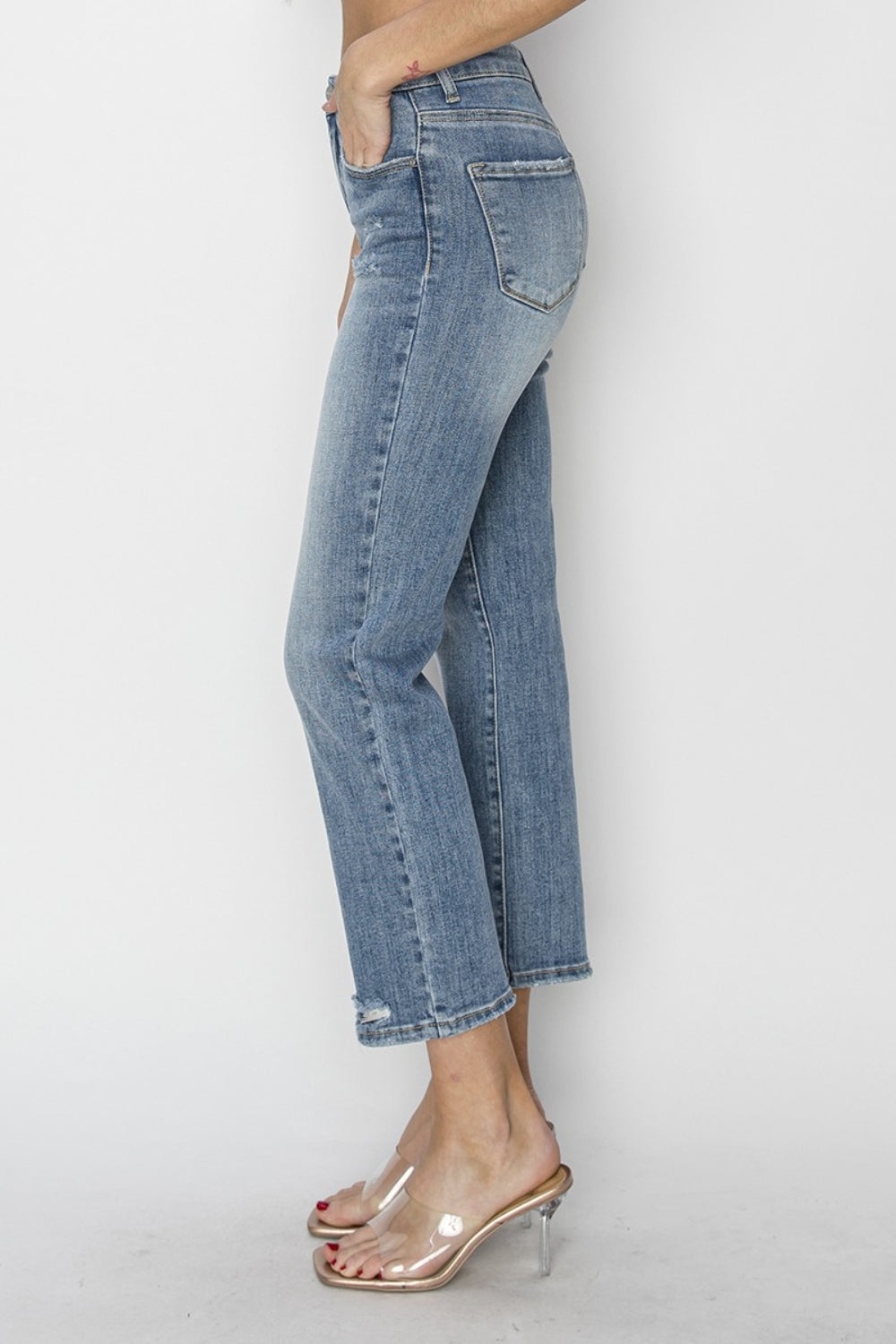 RISEN Fineas High Waist Distressed Cropped Jeans