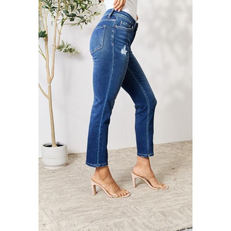 BAYEAS Michelle Distressed Cropped Jeans