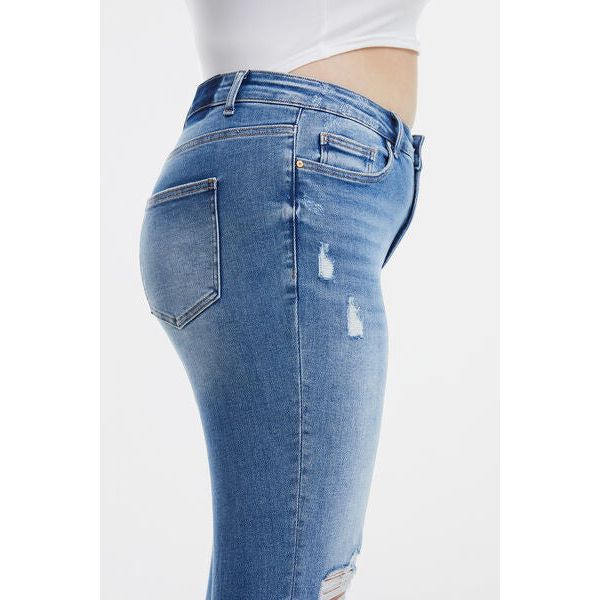 BAYEAS Arianna Mid Waist Distressed Ripped Straight Jeans