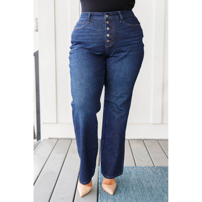 Judy Blue Aggie High Rise Button-Fly Straight Jeans