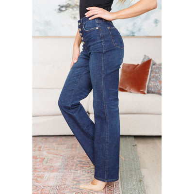 Judy Blue Aggie High Rise Button-Fly Straight Jeans