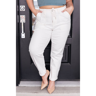 Judy Blue Charlotte Ecru High Rise Jogger