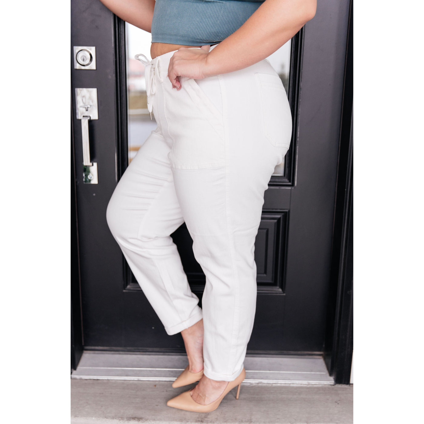 Judy Blue Charlotte Ecru High Rise Jogger