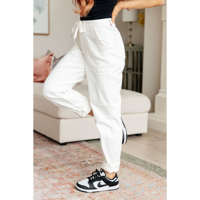 Judy Blue Charlotte Ecru High Rise Jogger