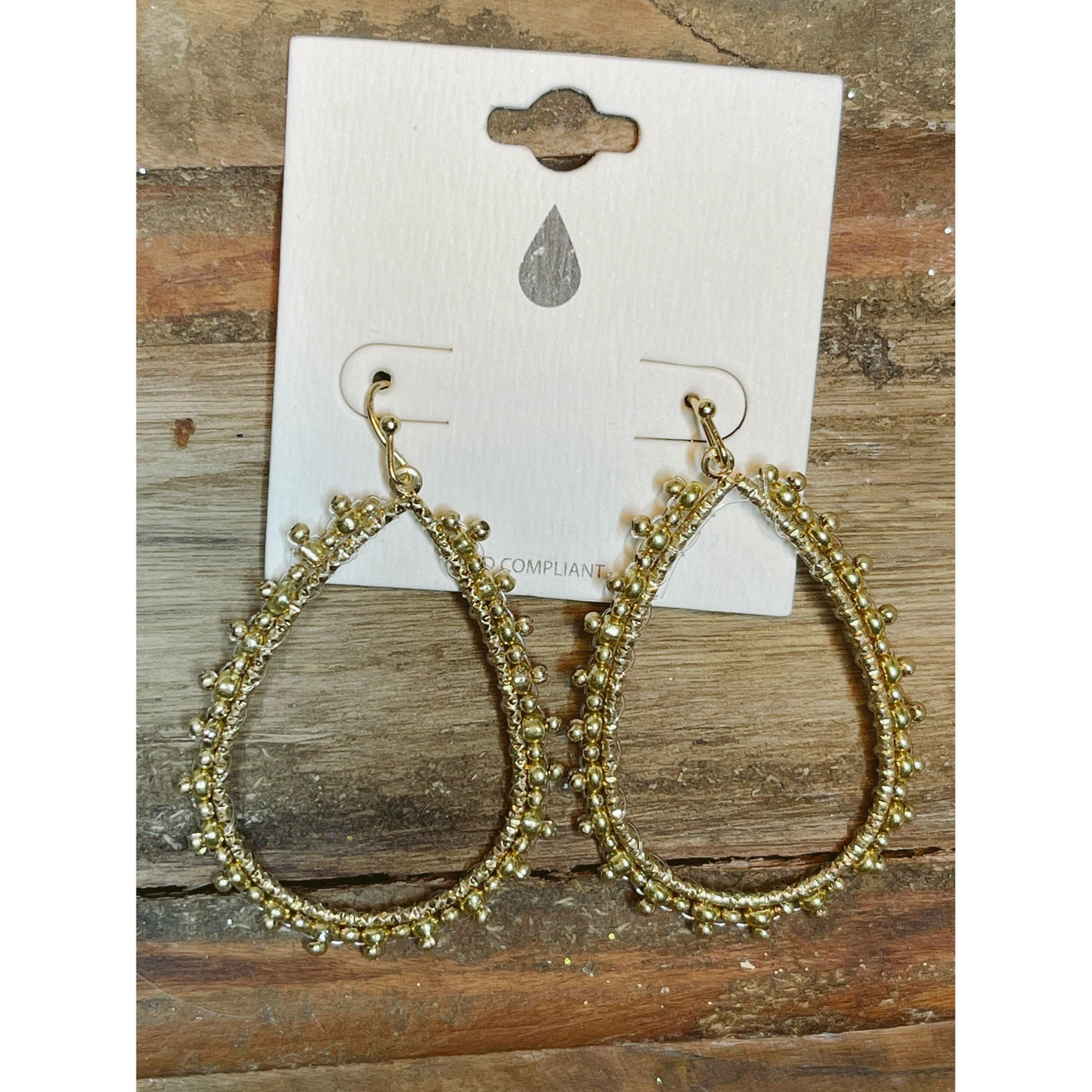 Lafayette Gold Bead Teardrop Earrings