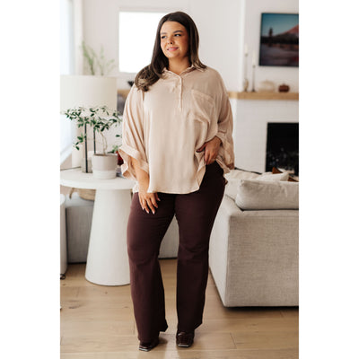 Christian Oversized Dolman Sleeve Top in Champagne