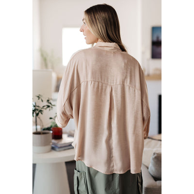 Christian Oversized Dolman Sleeve Top in Champagne