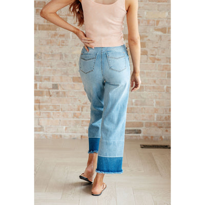 Judy Blue Ollie High Rise Wide Leg Crop Jeans in Medium Wash