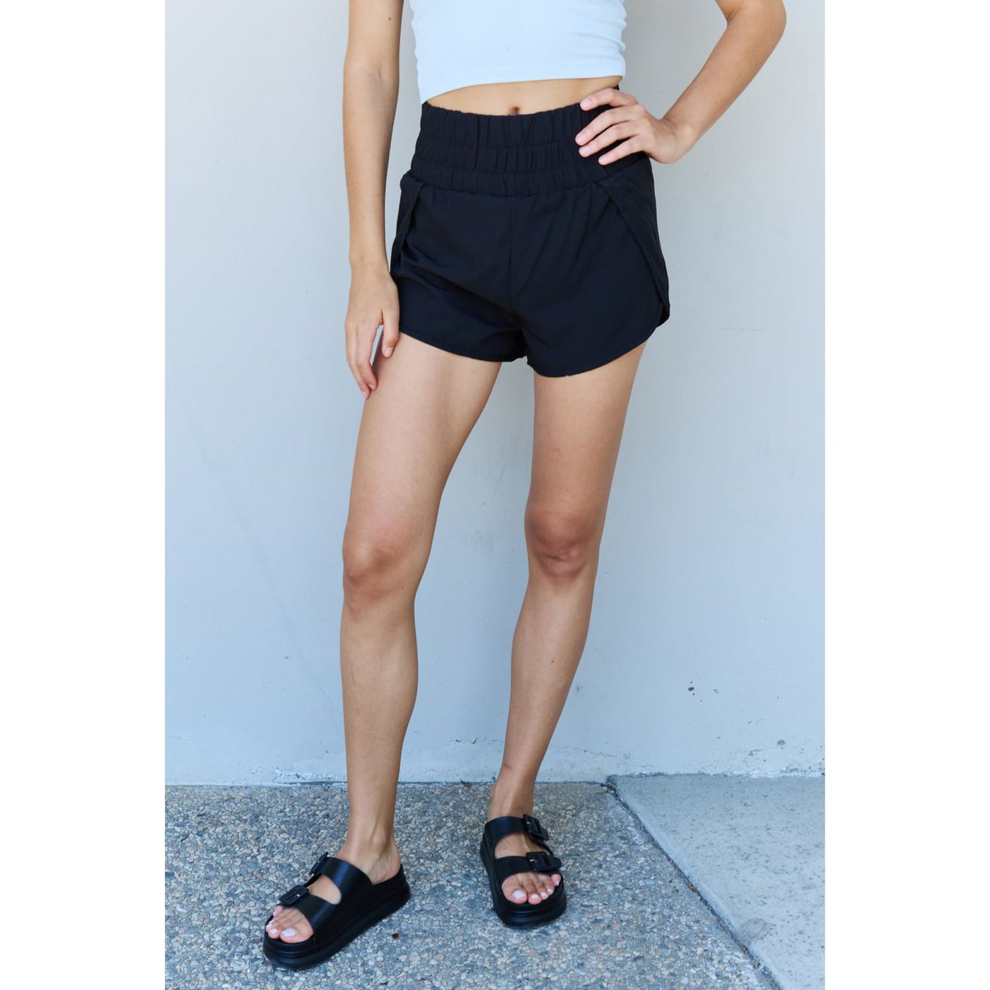 Mary Anne High Waistband Active Shorts in Black