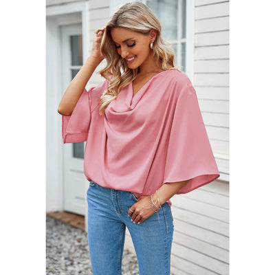 Chana Short Sleeve Draped Blouse